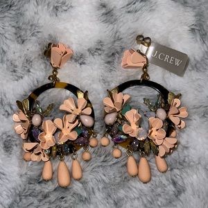 SOLD J. Crew Earrings Floral with Rhinestones NWT